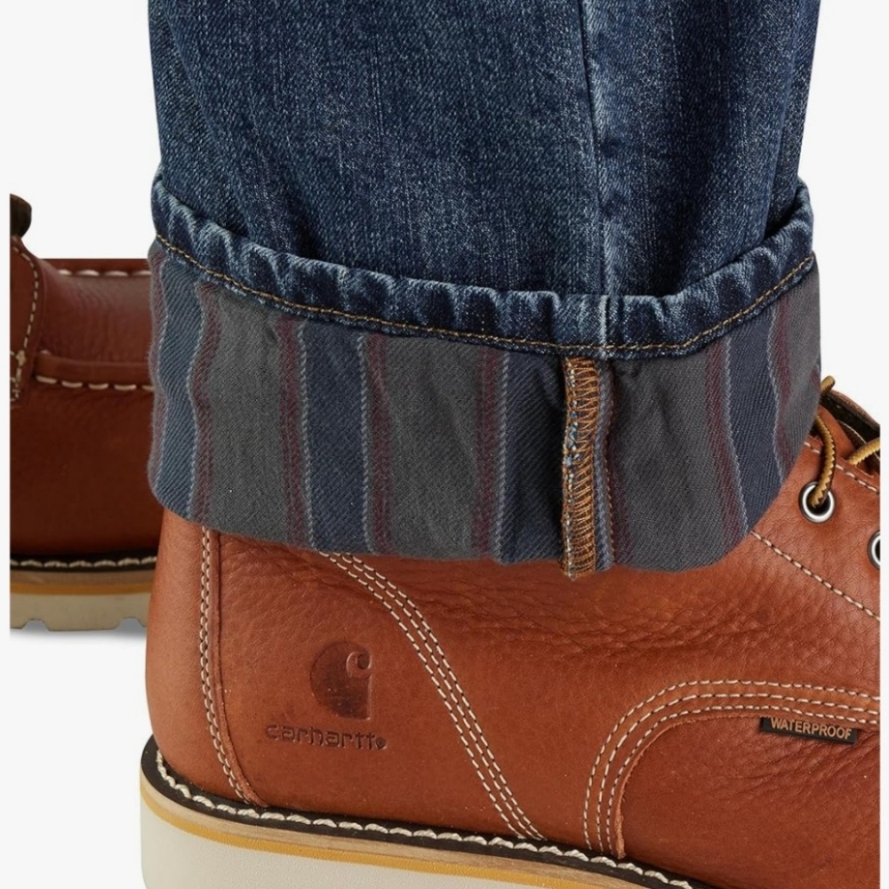 Carhartt Flannel Lined Relaxed Fit Five Pocket Jeans 33 X 30 - Picture 8 of 12
